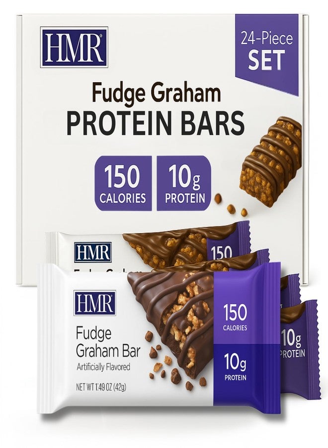 HMR Fudge Graham Protein Bar | Nutritious Snack to Support Weight Maintenance | Low Calorie Dessert | 10g of Protein | 24 Count - Image 1